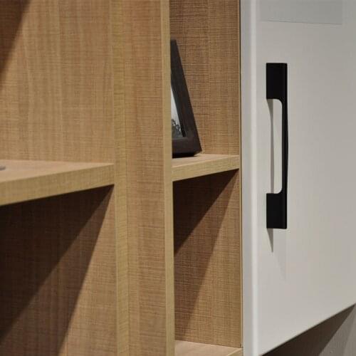 HJY Modern Black Kitchen Cupboard Handle Wardrobe Pulls Drawer Knobs Cabinet Handle Furniture Zinc Alloy Cloest Hardware Z093