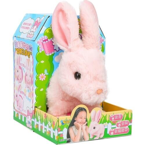 Robot Rabbit Toy Electronic Rabbit Plush Pet Walking Jumping Interactive Animal Toys Children Birthday Christmas Gifts