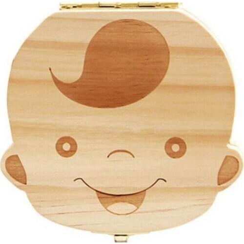Baby Teeth Box Organizer Save Milk Teeth Wood Storage Box Great Gifts 3-6YEARS Creative For Kids Boy Girl LX1847
