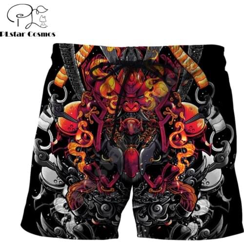 Beautiful Samurai armor Tattoo 3D Printed Mens Shorts Unisex Streetwear Shorts Summer Beach Polyester Casual Shorts DK-19