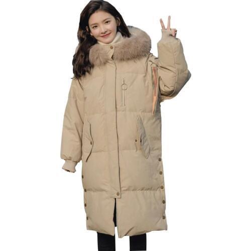 Big Fur Collar Hooded Fashion Women Jacket Padded Coat Button Clothes Winter New Clothing Down Cotton Parka Free Shipping HJ14