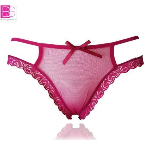 L'bellagiovanna Plus Size Sexy Women Hollow G String Thongs Female Transparent Bikini Panties Breathable Lingerie Underwear 8015