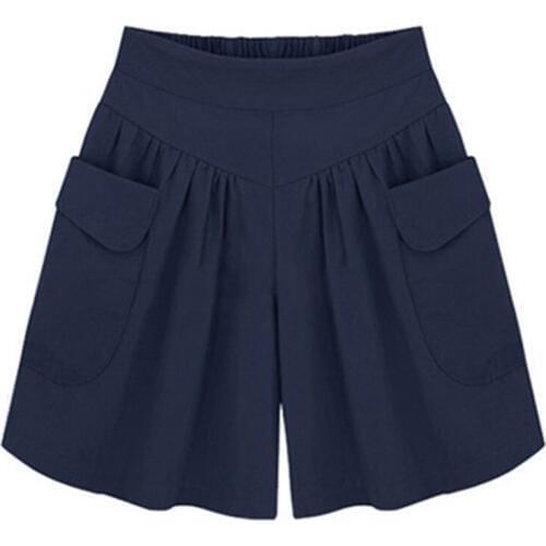 Summer Loose Plus Size Shorts 2019 Women Wide Leg Female Shorts Casual Ladies Solid color High Waist Thin Shorts M-6XL AS1005