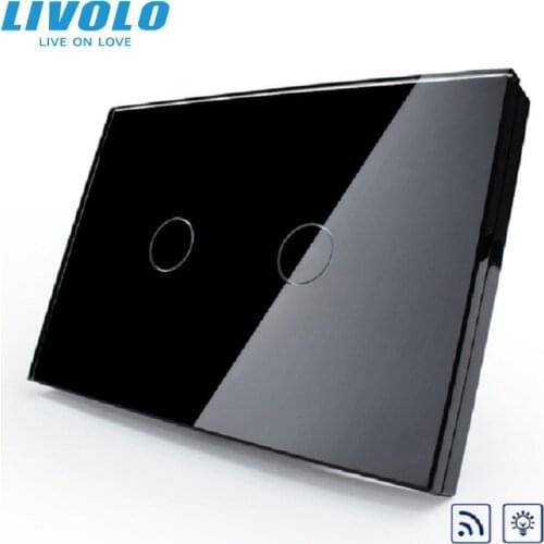 Livolo US/AU standard, VL-C302DR-82, Luxury Crystal Glass Panel, Dimmer and Remote Touch Wall Light Switch, Wireless Switch