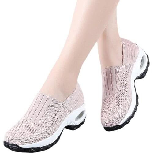 Fashion Women Flat Platform Shoes Breathable Mesh Casual Shoes Woman Height Increasing Ladies Flats Shoes Chunky Sneakers