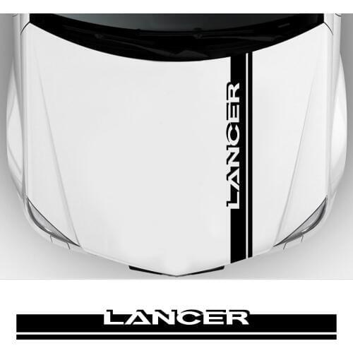 Car Hood Cover Trim Stripes Graphic Vinyl Stickers For Mitsubishi Lancer 10 3 9 Auto Engine Bonnet Decoration Decals Accessories