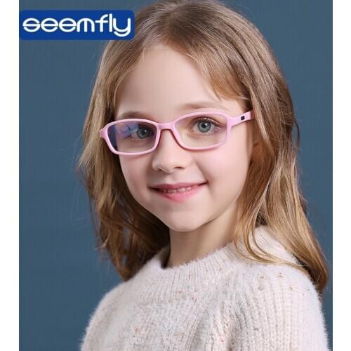 Seemfly Anti Blue Light Ray Children Glasses TR90 Kids silicone Optical Lens Glasses Frame For Boys Girls UV400 Oculos Garfas