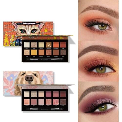 12 Colors Cute Animal Glitter Eyeshadow Palette Waterproof Pigment Make Up Palette Long lasting Natural Matte Cosmetics