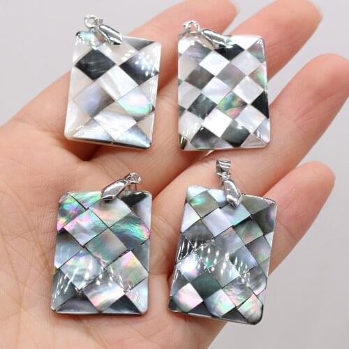 Charms Natural Abalone Shell Pendant Fine Black White Shell Pendant for Making DIY Jewerly Necklace Accessories 21x30mm