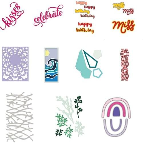 Rectangular Butterfly Frame Plant Words Metal Cutting Dies for Diy Scrapbooking Album Paper Cards Embossing Die Cuts 2021 New