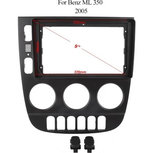Double Din Black ABS Trim Fascia Frame For Mercedes Benz ML 350 2005 Refit Car Android 9"Radio Navigation DVD Mounting Dashboard