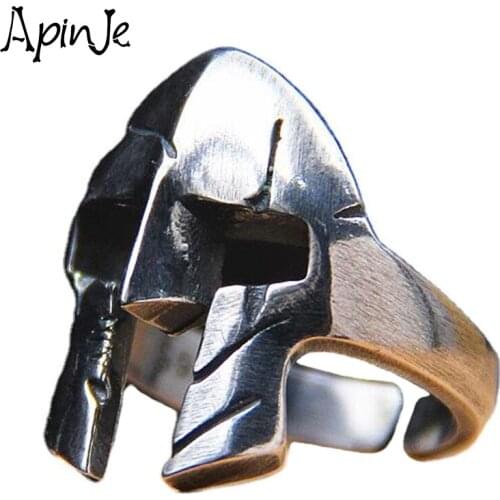 Apinje S925 Sterling Silver Ring Mask Thai Silver Open Ring Men And Women Fashion Jewelry