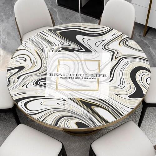 New Arrive Hot Sale Creative Nordic Round Table Cloth PVC Plastic Dining Table Cover 1.5mm Desktop Home Decoration Table Mat