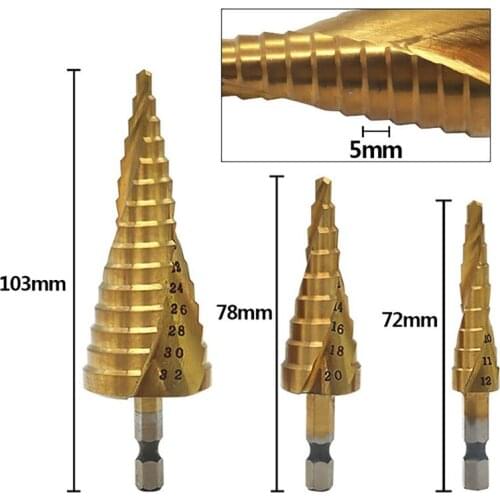 3pcs 4-12/20/32mm HSS Spiral Grooved center drill bit solid carbide mini drill accessories Titanium Step Cone Drill Bit