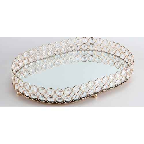 Rhinestone Crystal Dessert Holder Cosmetic Storage Snacks Plate Candy Cake Tray Wedding Decoration Ornament