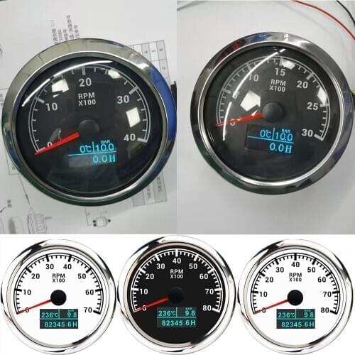 3000/6000/8000 RPM Tachometer With Water Temperature Oil Pressure Gauge Engine Total Hours 3 In 1 Tacho Meter for Marine Boat