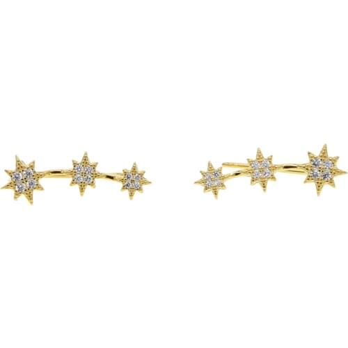 Trendy Stud Earring 3 Hexagrams Ear Wire for Women with Crystal Stone AAA Pave CZ Star of David Earring Jewelry Stud Earrings