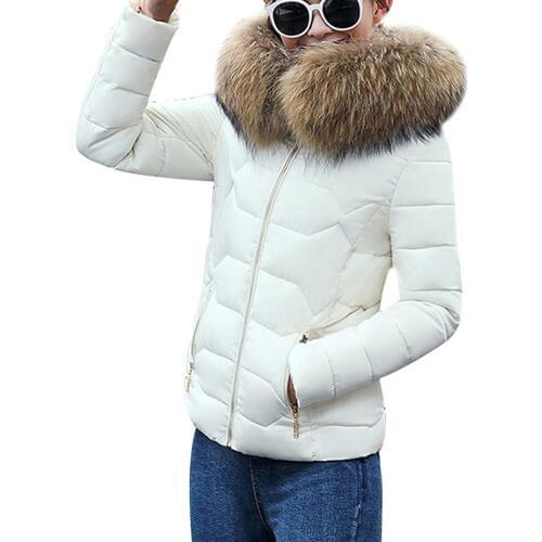 YMING Fashion Winter Down Jackets Women Puffer Warm Parks with Hooded Detachable Fur Collar Female Coat Cotton Outwear Clothes