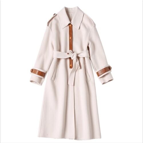 Women classic coat double-faced cashmere coats woolen coat female wavy cashmere jacket winter jackets lady overcoats outwears