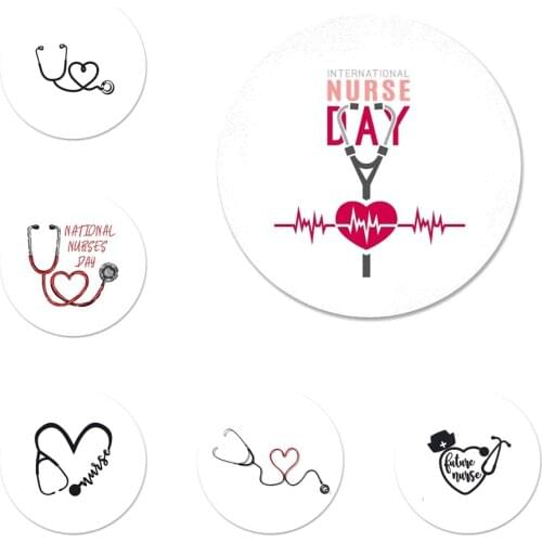 58mm urse Stethoscope Heart Nursing Heartbeat Icons Pins Badge Decoration Brooches Metal Badges For Backpack Decoration