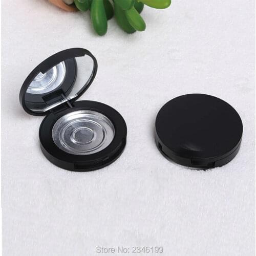 10pcs/lot 58.8mm Matte Black Eyeshadow Case with Mirror, New Brand 58.8mm Cosmetic Powder Container, Empty Blusher Packaging Box