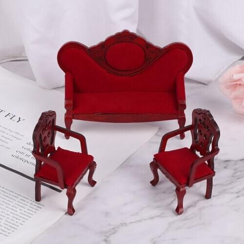3pcs/set Dollhouse Sofa Chair Dollhouse Living Room Bedroom Dolls Decor Accessories Furniture Toy For Girls Birthday Gift