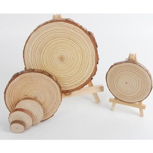 5PCS 3-10CM Thick 1 Natural Pine Round Unfinished Wood Log Slice Disc Circles With Tree Bark DIY Crafts Wedding Party Painting