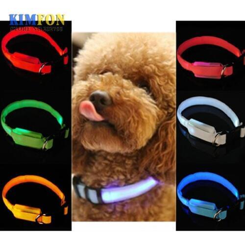 50Pcs/Lot A6 1.5cm Nylon Solid Color double-sided Translucent LED Flat Fiber Pet Collar Pet Dog Safety Collar