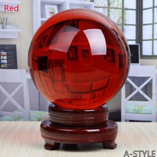 8cm K9 Red Crystal Ball With Base Glass Ball Feng ShuiPaperweight Stone Ornaments Magic Ball Home Decoration Crafts