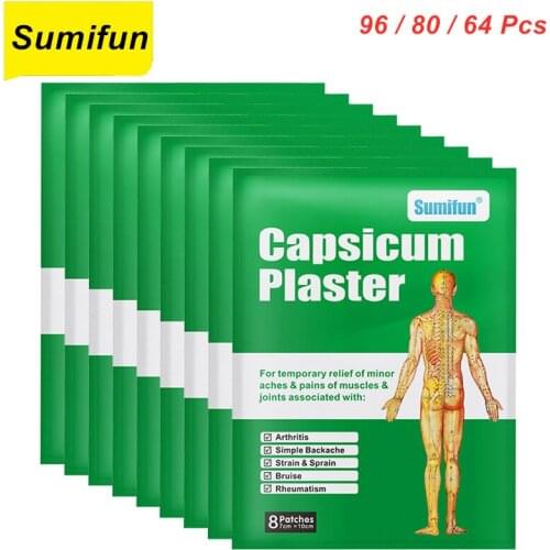 96 / 80 / 64 Pcs Capsicum Plaster Pain Patch Heat Pads Pain Relief Medical Herbal Heating Patches Joint Pains Capsicum Plaster