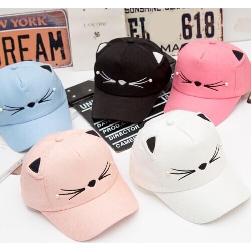 Spring Summer Cat Ear Beard Children Baseball Cap 2021 New Girls Private Cartoon Hat Sunshade Cap Snapback Hat Bone Masculino