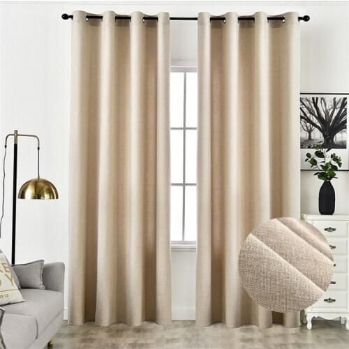Beige window blackout curtain thickened cotton linen 65%shading cutains for living room bedroom luxury curtains tende W-AG002#4