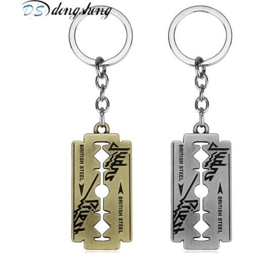 Fashion Judas Priest Keychain Razor Blade Shape Key Chain music band Key Ring Holder Pendant Chaveiro Jewelry Souvenir