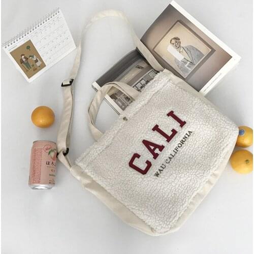 Women Canvas Shoulder Bag Large Capacity California Embroidery Crossbody Messenger Bag Simple Cloth Purse Handbag Tote For Girls
