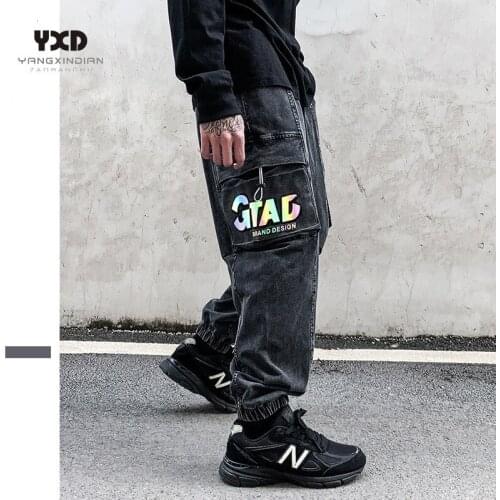 Mens Jeans For Man 2021 High Street Retro Carrot Pants Men Multi-Pocket Cotton Cargo Pants Male Harajuku Jogger Casual Trousers