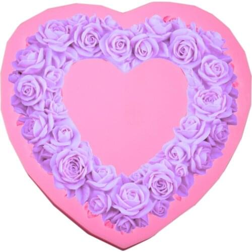 Eco-friendly Large Size Heart Rose Flower Silicone Mold Fondant Wedding Cake Decorating Valentines Gift Chocolate Cake Molds