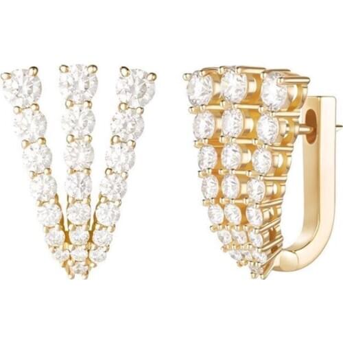 European and American blogger retro wind set with water drill flash fan-shaped gradient earring earrings