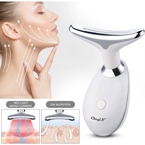 LED Photon Therapy Neck Face Lifting Massager Electric Ion Sonic Vibration Heating Skin Facial Tighten Wrinkle Remover Beauty 5