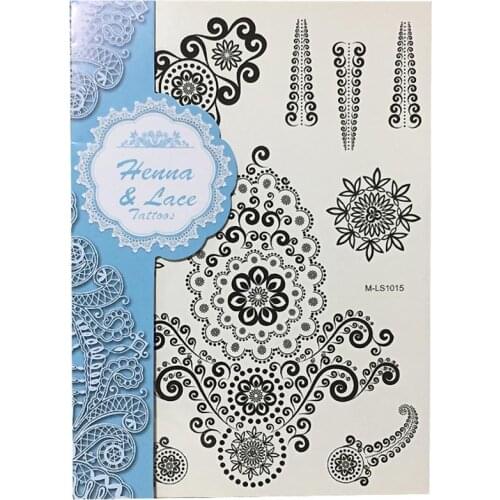 Hot Sale Temporary Black Henna Tattoos Temporary Inspired Body Tattoos Stickers