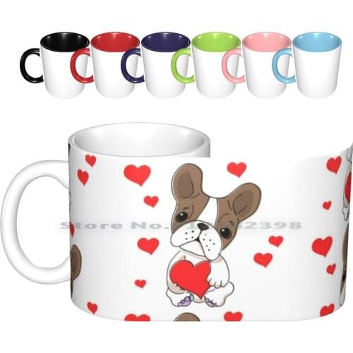 Pugs With Heart Ceramic Mugs Coffee Cups Milk Tea Mug Heart Hearts Pug Valentine Dog Dogs Funny Cute Popular February 14 Cool