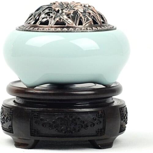 Width of Longquan celadon incense burner ceramic small fragrant oil burner incense coil furnaces imitates the copper furnace