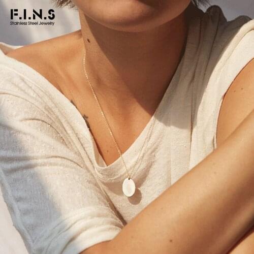 F.I.N.S Minimalist Stainless Steel Necklace Jewelry Oval Pendant Clavicle Chains for Jewelry Necklace For Women Gift Choker