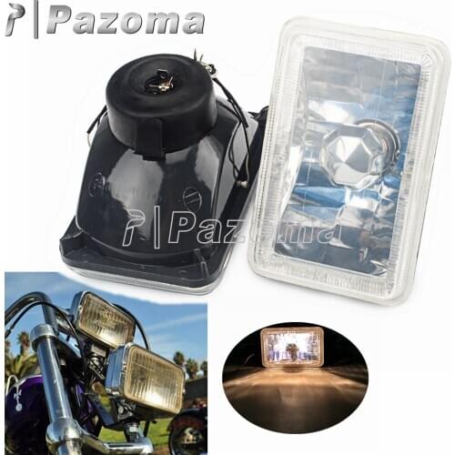 Motorcycle 7X 6" Square Clear Diamond Cut H4 Bulb 60/55W High/Low HeadLight For Harley Custom Curiser Chopper Bobber Cafe Racer