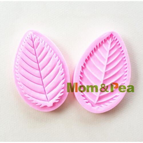Mom&Pea 1080 Free Shipping Leaf Silicone Press Mold Cake Decoration Fondant Cake 3D Mold Food Grade
