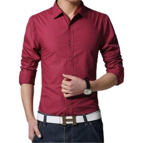 New Brand 2020 Mens Dress Shirt Casual Slim Fit Long Sleeve Formal Business Mens Shirts Camisa Social Work Office Wear
