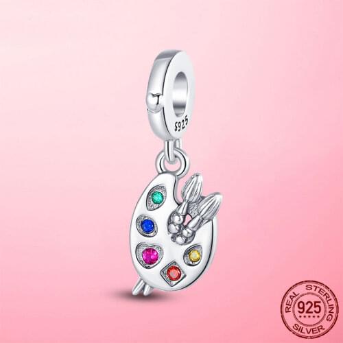 2021 New 925 Sterling Silver Artist Palette Dangle Charm Pendant fit Original Pandora Beads Bracelet Necklace S925 Jewelry Gift