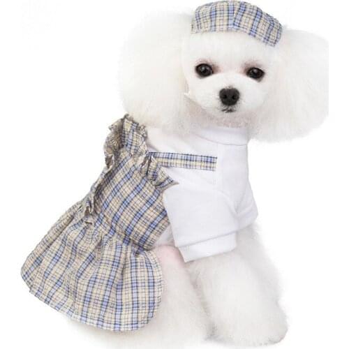 Newest Arrival Spring Summer Pet Clothes for Small Dog Dress Cotton Shirt Princess Dog Uniform Skirt Puppy Clothes Wholesale