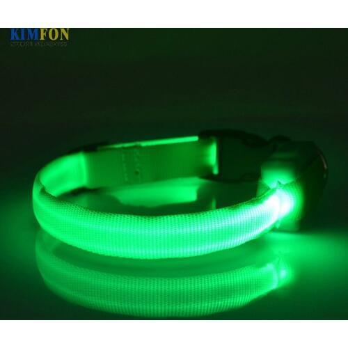 Wholesa)100Pcs/Lot Pet Dog Lights Flash Night Safety Nylon Collar Adjustable LED Collar Width 1.3cm
