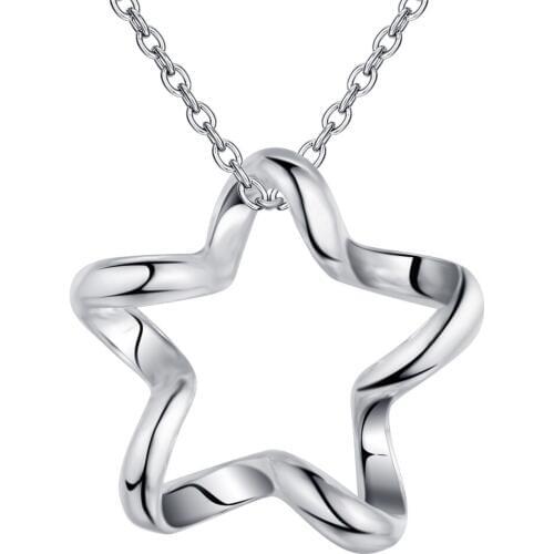 Wholesale Charm Silver Color Pendants For Women Jewelry Necklace Lady Fashion Jewelry Pendant 3-dimensional 5-stars AN313