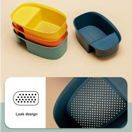 Plastic Storage Basket Sink Strainer Drain Organizer Shelf Fruit Vegetable Drainer Basket Sponge Rack Storage Kitchen Tools